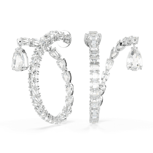 Swarovski Matrix Hoop Earrings Mixed cuts, White, Rhodium plated | Fashion Jewellery | FYFL | Women | Women Earrings | Womens Swarovski Matrix Hoop Earrings Mixed cuts, White, Rhodium plated | Fashion Jewellery | FYFL | Women | Women Earrings | Womens