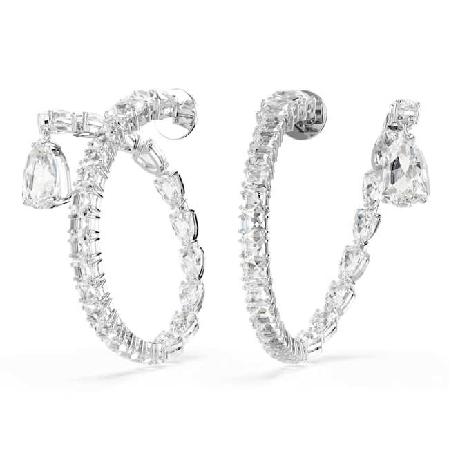 Swarovski Matrix Hoop Earrings Mixed cuts, White, Rhodium plated | Fashion Jewellery | FYFL | Women | Women Earrings | Womens Swarovski Matrix Hoop Earrings Mixed cuts, White, Rhodium plated | Fashion Jewellery | FYFL | Women | Women Earrings | Womens