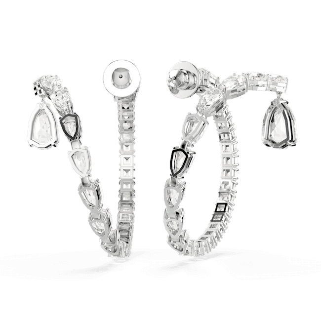 Swarovski Matrix Hoop Earrings Mixed cuts, White, Rhodium plated | Fashion Jewellery | FYFL | Women | Women Earrings | Womens Swarovski Matrix Hoop Earrings Mixed cuts, White, Rhodium plated | Fashion Jewellery | FYFL | Women | Women Earrings | Womens