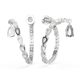 Swarovski Matrix Hoop Earrings Mixed cuts, White, Rhodium plated