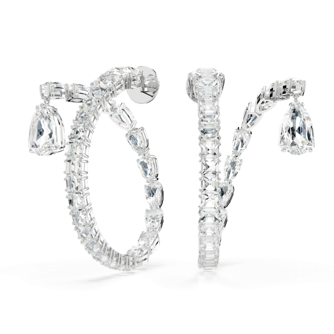Swarovski Matrix Hoop Earrings Mixed cuts, White, Rhodium plated | Fashion Jewellery | FYFL | Women | Women Earrings | Womens Swarovski Matrix Hoop Earrings Mixed cuts, White, Rhodium plated | Fashion Jewellery | FYFL | Women | Women Earrings | Womens