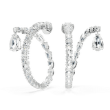Swarovski Matrix Hoop Earrings Mixed cuts, White, Rhodium plated