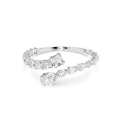 Swarovski Matrix Cuff Bangle, Mixed Cuts, White, Rhodium plated, Medium