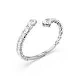 Swarovski Matrix Cuff Bangle, Mixed Cuts, White, Rhodium plated, Medium