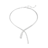 Swarovski Matrix Y necklace, Mixed cuts, White, Rhodium plated