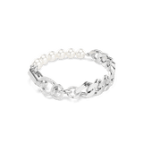 Swarovski Dextera Bracelet Crystal Pearl, Mixed links, White, Rhodium plated, Medium