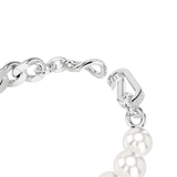 Swarovski Dextera Bracelet Crystal Pearl, Mixed links, White, Rhodium plated, Medium