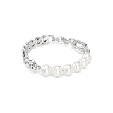 Swarovski Dextera Bracelet Crystal Pearl, Mixed links, White, Rhodium plated, Medium