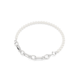 Swarovski Dextera Necklace Crystal Pearl, Mixed links, White, Rhodium plated