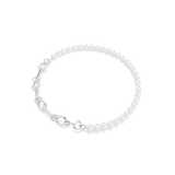 Swarovski Dextera Necklace Crystal Pearl, Mixed links, White, Rhodium plated