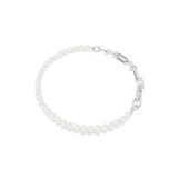Swarovski Dextera Necklace Crystal Pearl, Mixed links, White, Rhodium plated
