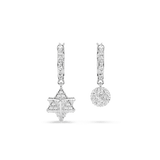 Swarovski Dextera Drop Earrings Asymmetrical Design, Round cut, Star and sphere, White, Rhodium plated