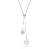 Swarovski Dextera Y pendant, Round cut, Sphere and cube, White, Rhodium plated