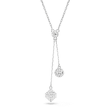 Swarovski Dextera Y pendant, Round cut, Sphere and cube, White, Rhodium plated