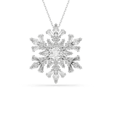 Swarovski Idyllia Necklace Pendant and Brooch Mixed cuts, Snowflake, White, Rhodium plated