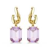 Swarovski Millenia Drop Earrings Octagon Cut Purple Gold-Tone Plated