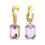Swarovski Millenia Drop Earrings Octagon Cut Purple Gold-Tone Plated