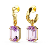 Swarovski Millenia Drop Earrings Octagon Cut Purple Gold-Tone Plated