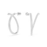 Swarovski Dextera Hoop Earrings Round Cut, White, Rhodium plated