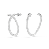 Swarovski Dextera Hoop Earrings Round Cut, White, Rhodium plated