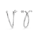 Swarovski Dextera Hoop Earrings Round Cut, White, Rhodium plated