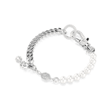 Swarovski Dextera Bracelet Pave, Crystal Pearl, White, Rhodium plated, Medium