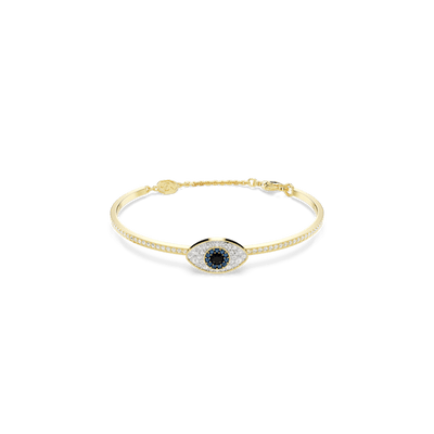 Swarovski Symbolica bangle, Evil eye, Blue, Gold-tone plated
