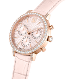 Swarovski Matrix tennis chrono watch, Swiss Made, Leather strap, Pink, Rose gold-tone finish