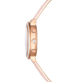 Swarovski Matrix tennis chrono watch, Swiss Made, Leather strap, Pink, Rose gold-tone finish