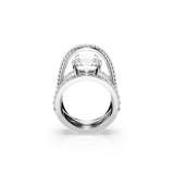 Swarovski Hyperbola Cocktail Ring, Mixed cuts, White, Rhodium plated