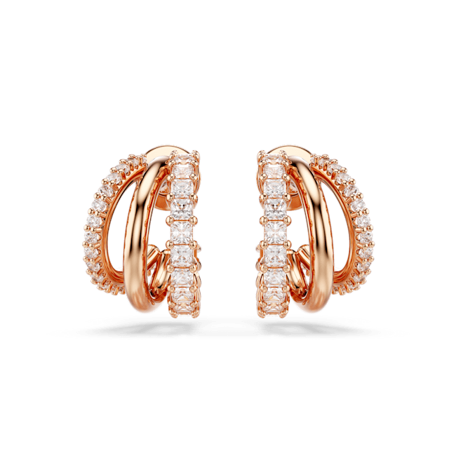 Swarovski Hyperbola Hoop Earrings Mixed cuts, Mini, White, Rose