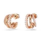 Swarovski Hyperbola hoop earrings, Mixed cuts, Mini, White, Rose gold-tone plated