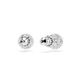 Swarovski Dextera stud earrings, Round cut, Sphere, White, Rhodium plated