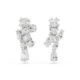 Swarovski Matrix Drop Earrings Mixed cuts, White, Rhodium plated