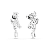 Swarovski Matrix Drop Earrings Mixed cuts, White, Rhodium plated