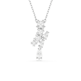 Swarovski Matrix pendant, Mixed cuts, White, Rhodium plated