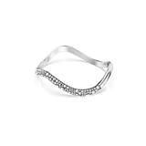 Swarovski Sublima Cuff bangle, Round cut, White, Rhodium plated, Small