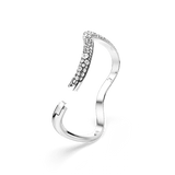 Swarovski Sublima Cuff bangle, Round cut, White, Rhodium plated, Small