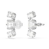 Swarovski Millenia Clip Earrings Octagon cut, White, Rhodium plated