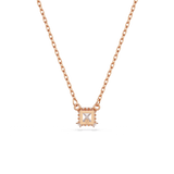 Swarovski Stilla necklace pendant Square cut, White, Rose gold-tone plated