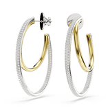Swarovski Hyperbola hoop earrings Round cut, Medium, White, Mixed metal finish