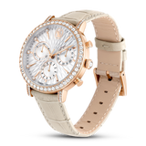 Swarovski Matrix tennis chrono watch, Swiss Made, Leather strap, Pink, Rose gold-tone finish