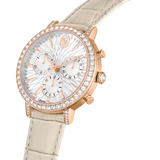 Swarovski Matrix tennis chrono watch, Swiss Made, Leather strap, Pink, Rose gold-tone finish