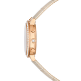 Swarovski Matrix tennis chrono watch, Swiss Made, Leather strap, Pink, Rose gold-tone finish