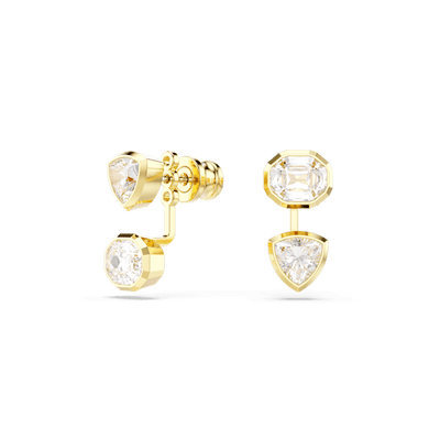 Swarovski Imber Earring Jackets Asymmetrical Design Mixed Cuts White Gold-Tone Plated
