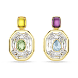 Swarovski Chroma Drop Earrings Asymmetrical Design Octagon Cut Multicolored Gold-Tone Plated