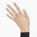 Swarovski Constella Open Ring, Crystal pearl, Round cuts, White, Rhodium plated