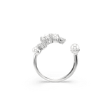 Swarovski Constella open Ring Crystal pearl Round cuts White Rhodium plated Size 52