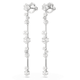 Swarovski Constella Drop Earrings Crystal Pearl Round Cuts White Rhodium Plated