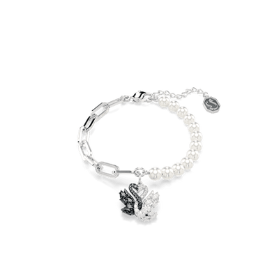 Swarovski Swan Bracelet Crystal Pearl Swan Black Rhodium Plated